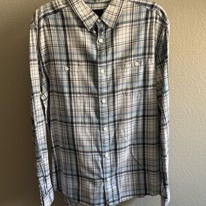 Men's Tony Hawk Blue and White Plaid Button-Up Shirt